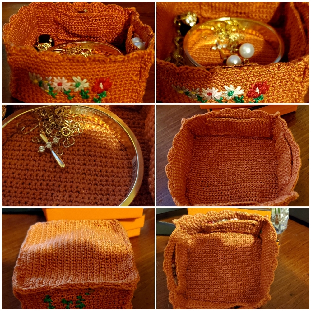 Hand Made Crocheted Travel Jewelry Accessory Tray